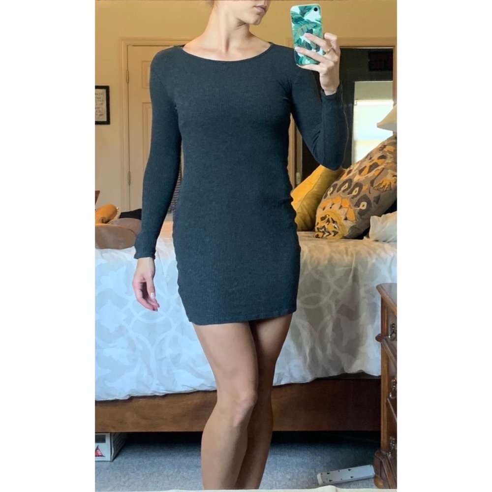 H&M Dark Grey Ribbed Dress